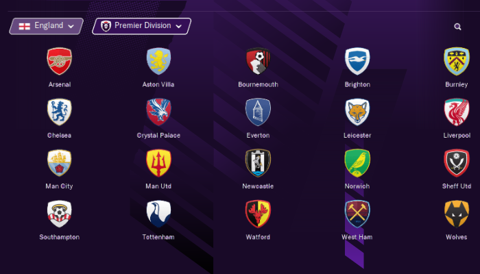 English Premier League Team logos are displayed